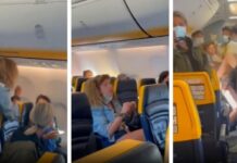 En pleno vuelo le pidieron que se ponga el barbijo: descontrolada insultó, escupió y pateó a pasajeros