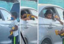 El video viral del tierno gesto de un nene con otro que trabaja de limpiavidrios