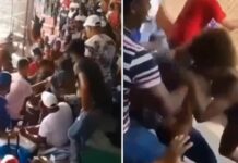 Encontró a su novio con la vecina en un partido y terminaron a las piñas | VIDEO
