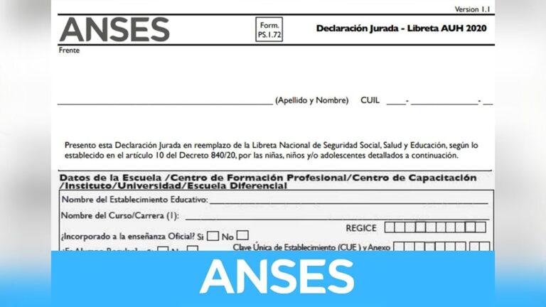 Ayuda Escolar de AUH ANSES: así el formulario PS1.72 para cobrar $ 4758 ...