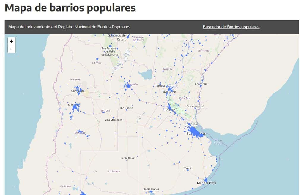 Plan Mi Pieza: el mapa de barrios populares (Captura)